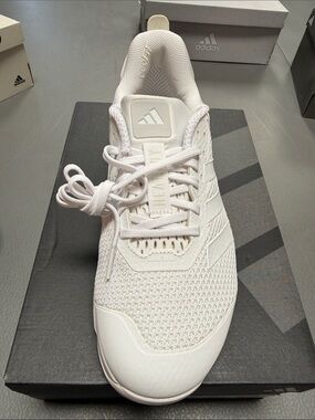 adidas White Knit Lace-Up Athletic Shoe